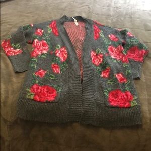 rose pattered cardigan